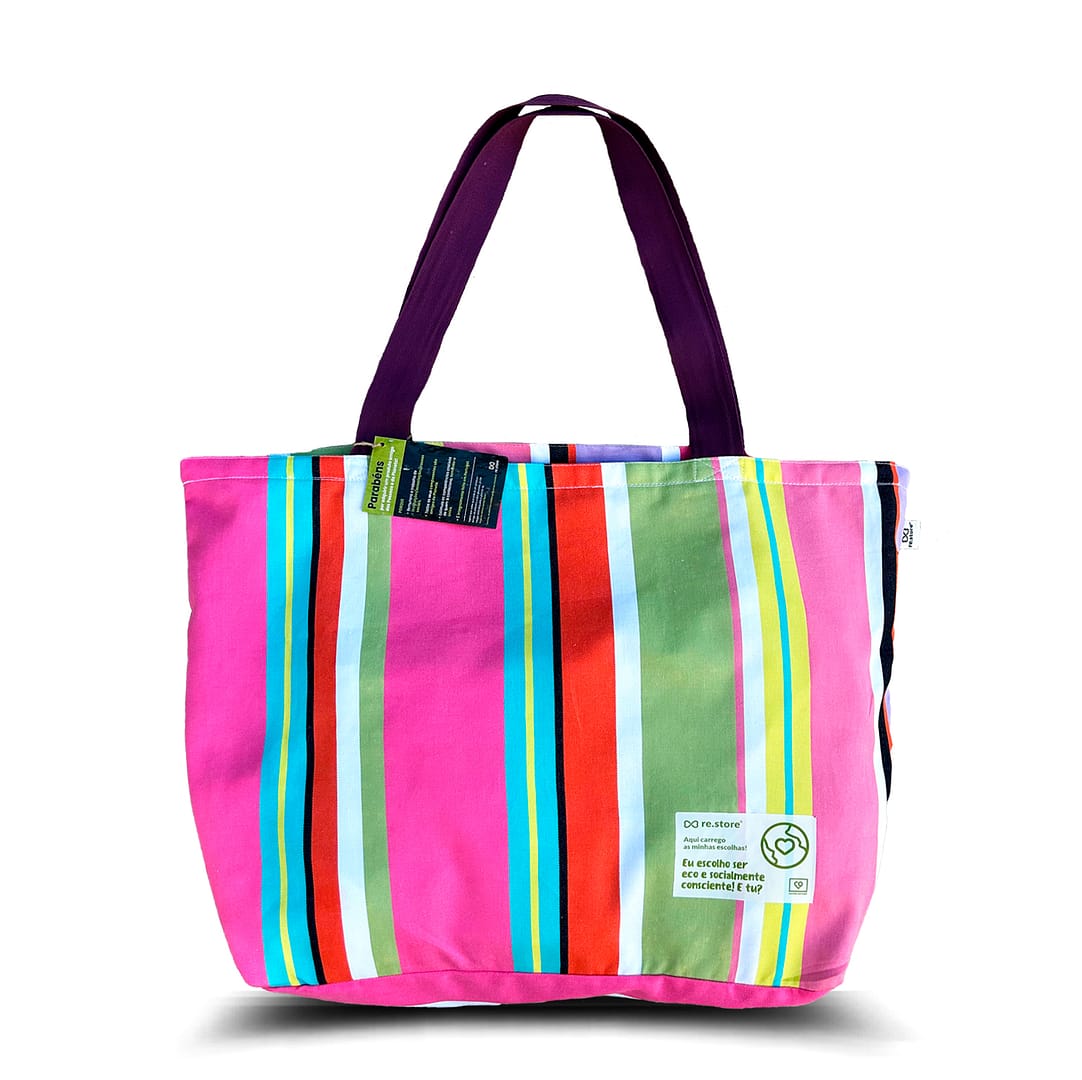 Pink Striped Beach Bag